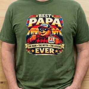 Best Papa Ever Graphic Tee | Funny Dad Shirt | Gift for Dad | Bear Retro Tee